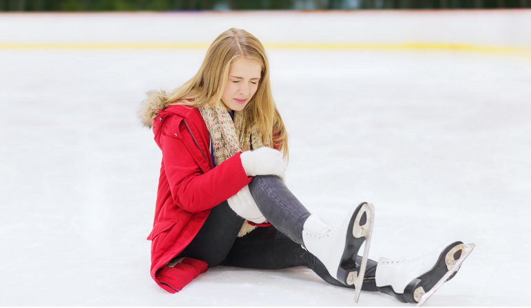 a woman suffering from a sports injury