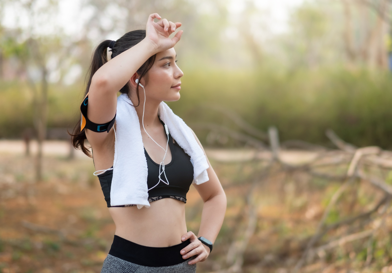 woman safely exercising in summer