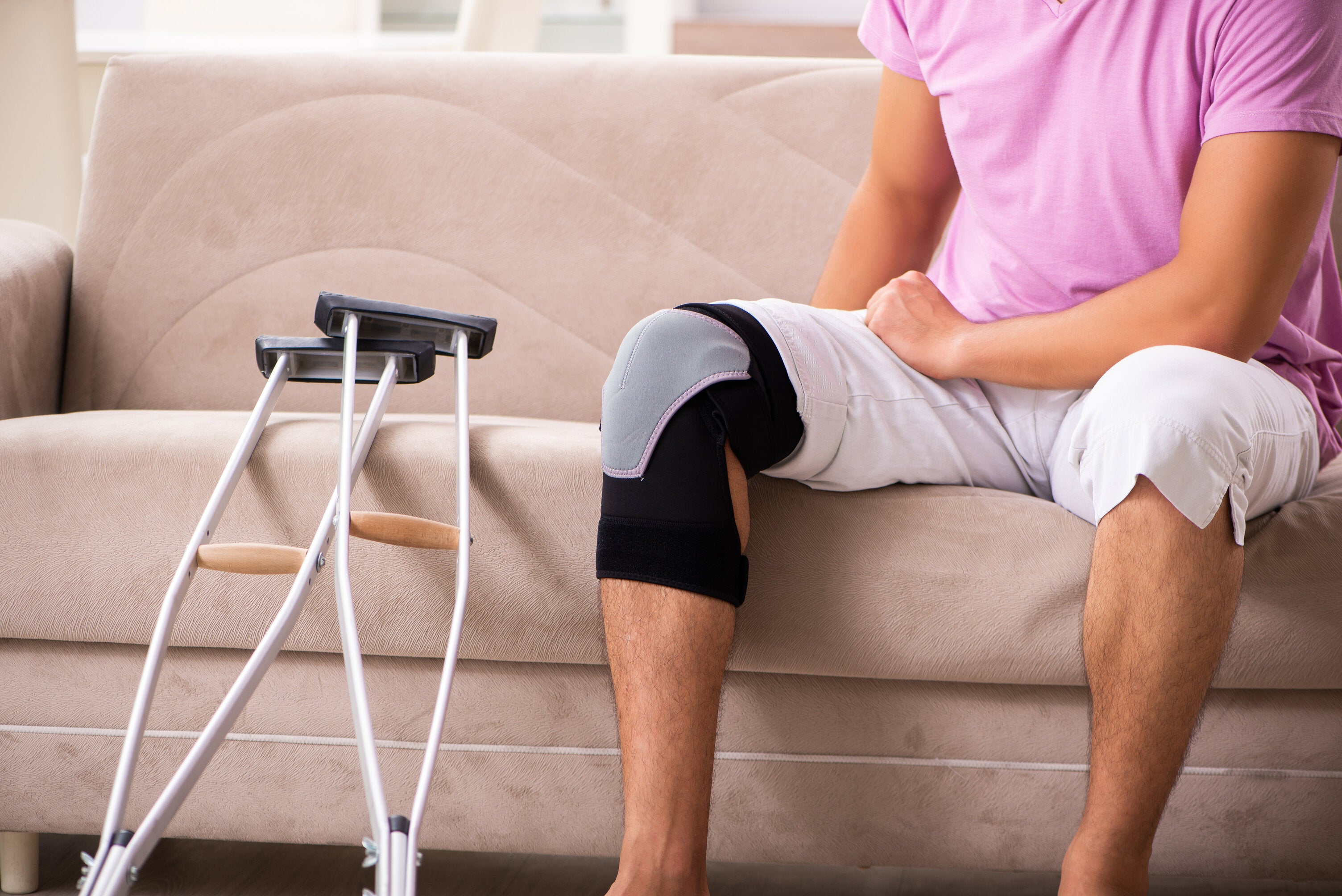 man starting after surgery home care
