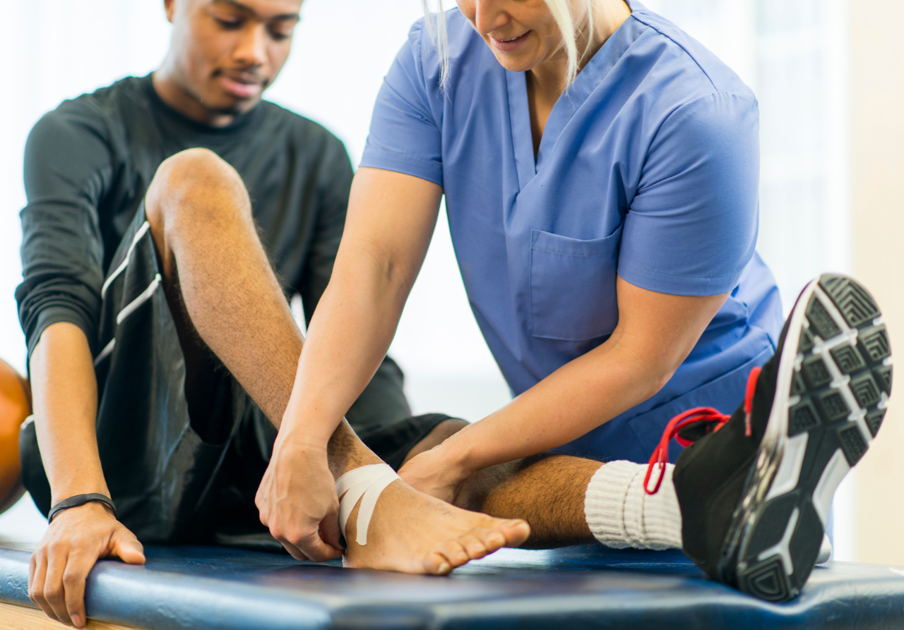 patient getting physical therapy treatments