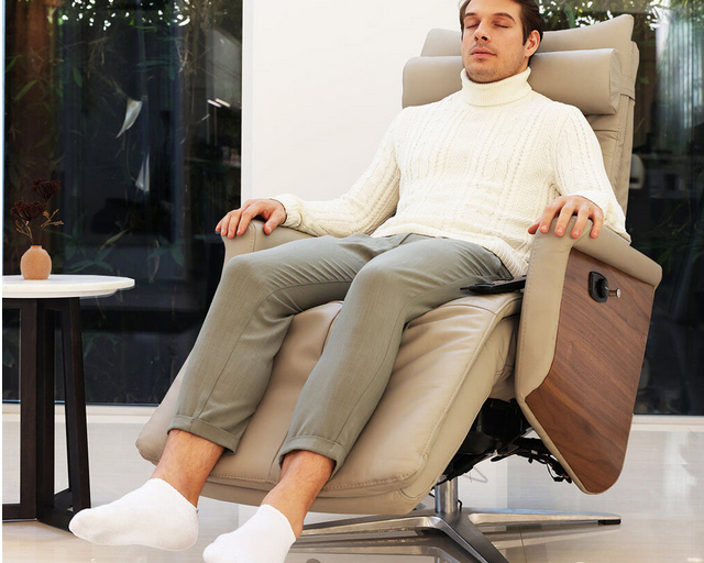 photo of a man relaxing in a recliner