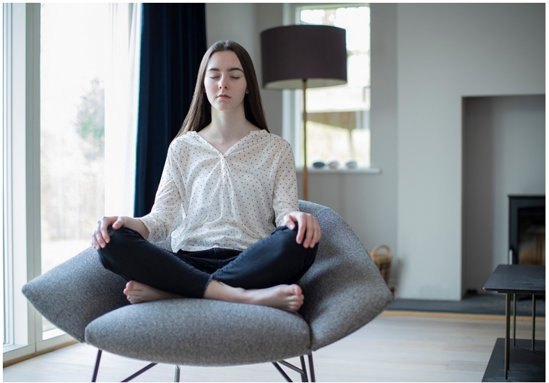 photo of a woman meditating