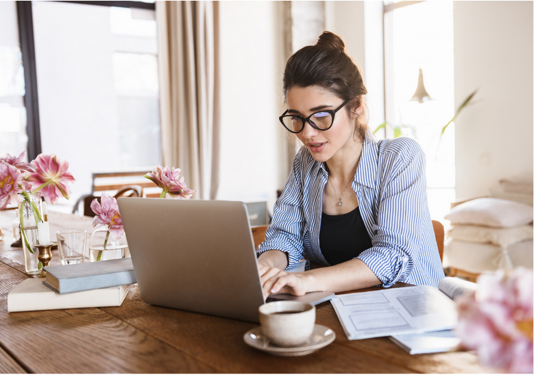 photo of someone working from home