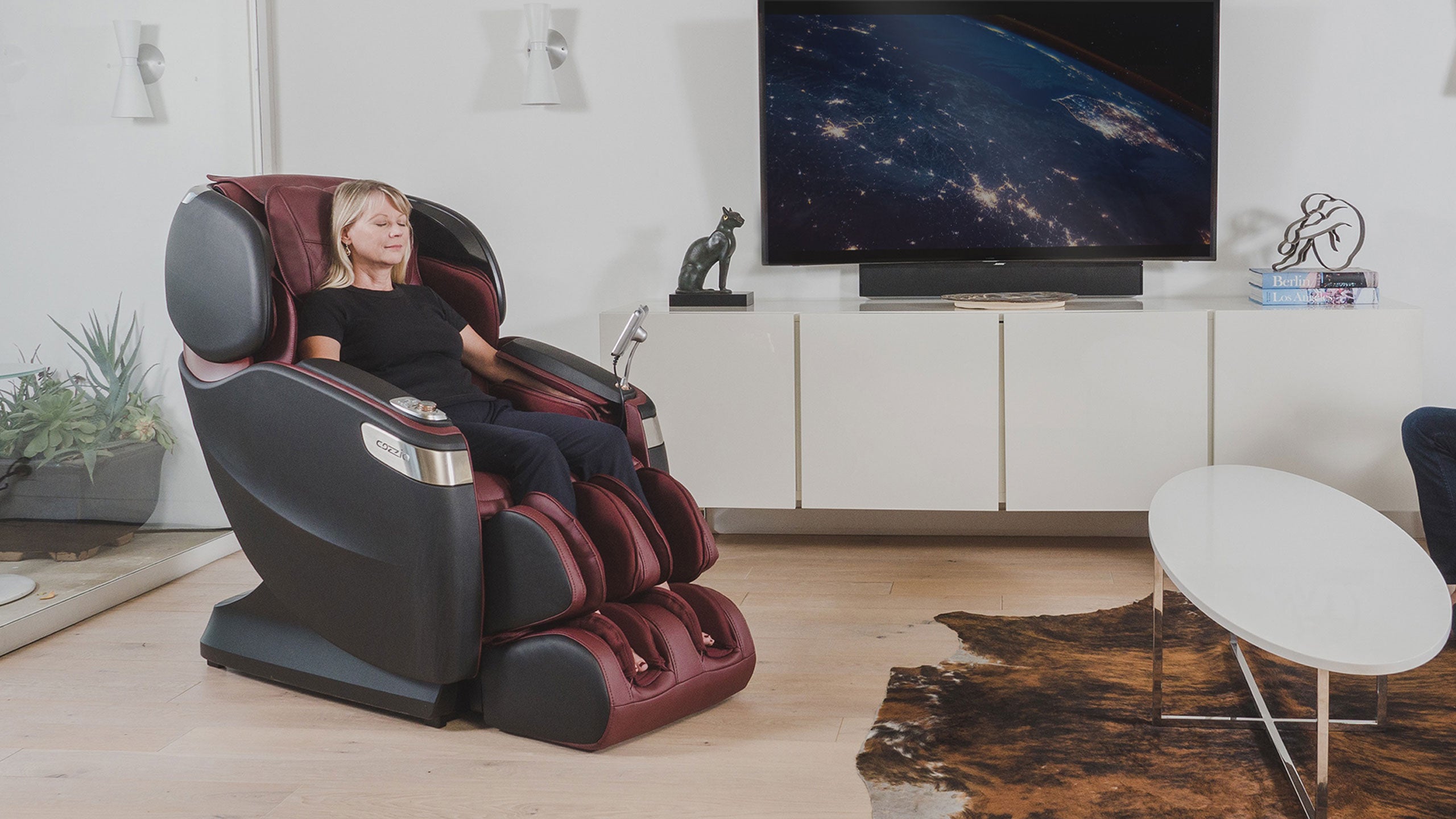 woman-in-a-cozzia-massage-chair-at-home