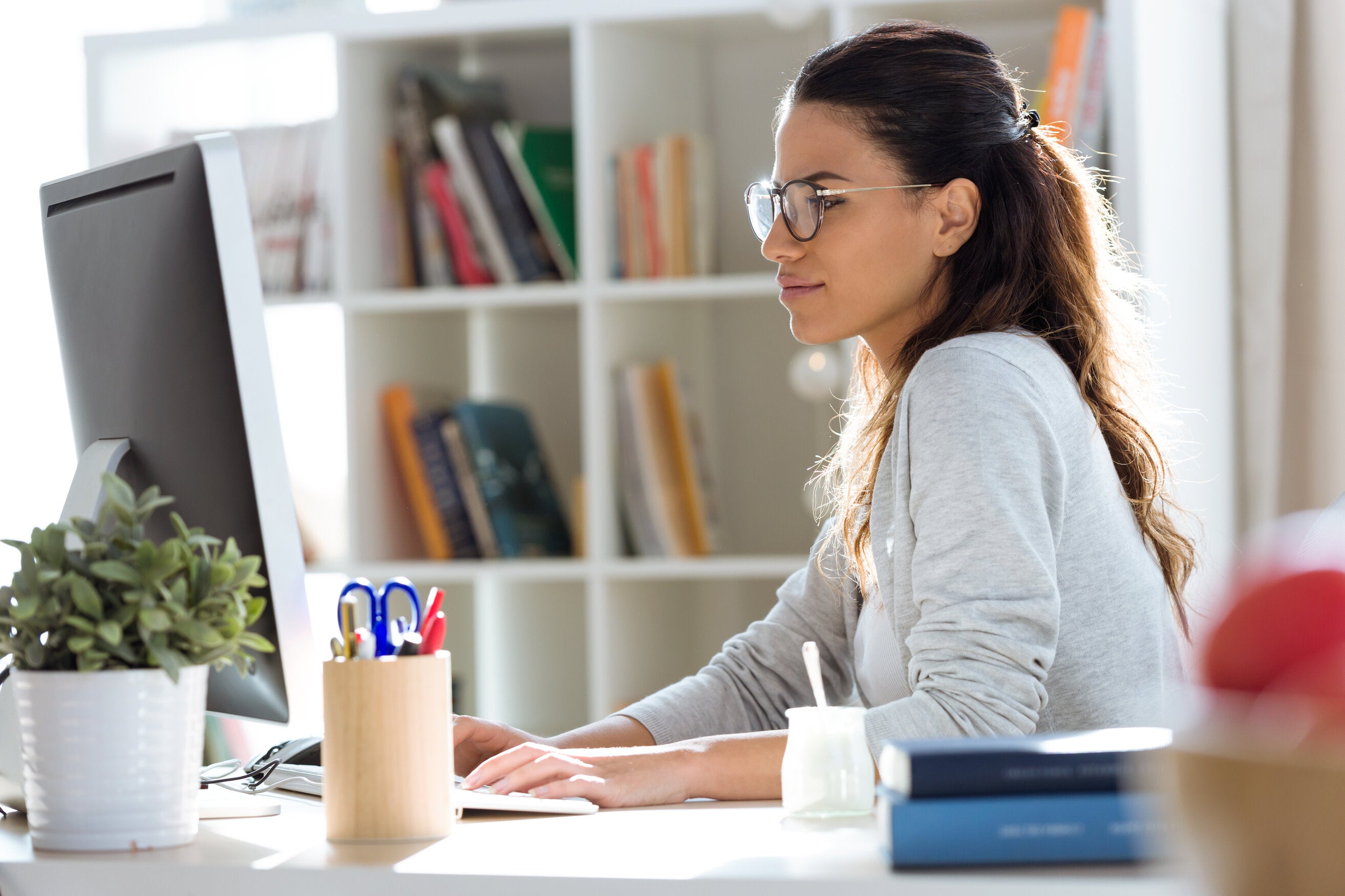 woman working in home office during quarantine