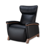 black upholstered Svago motion mastery zero gravity lounge chair front angle