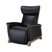 black upholstered Svago motion mastery zero gravity lounge chair front angle