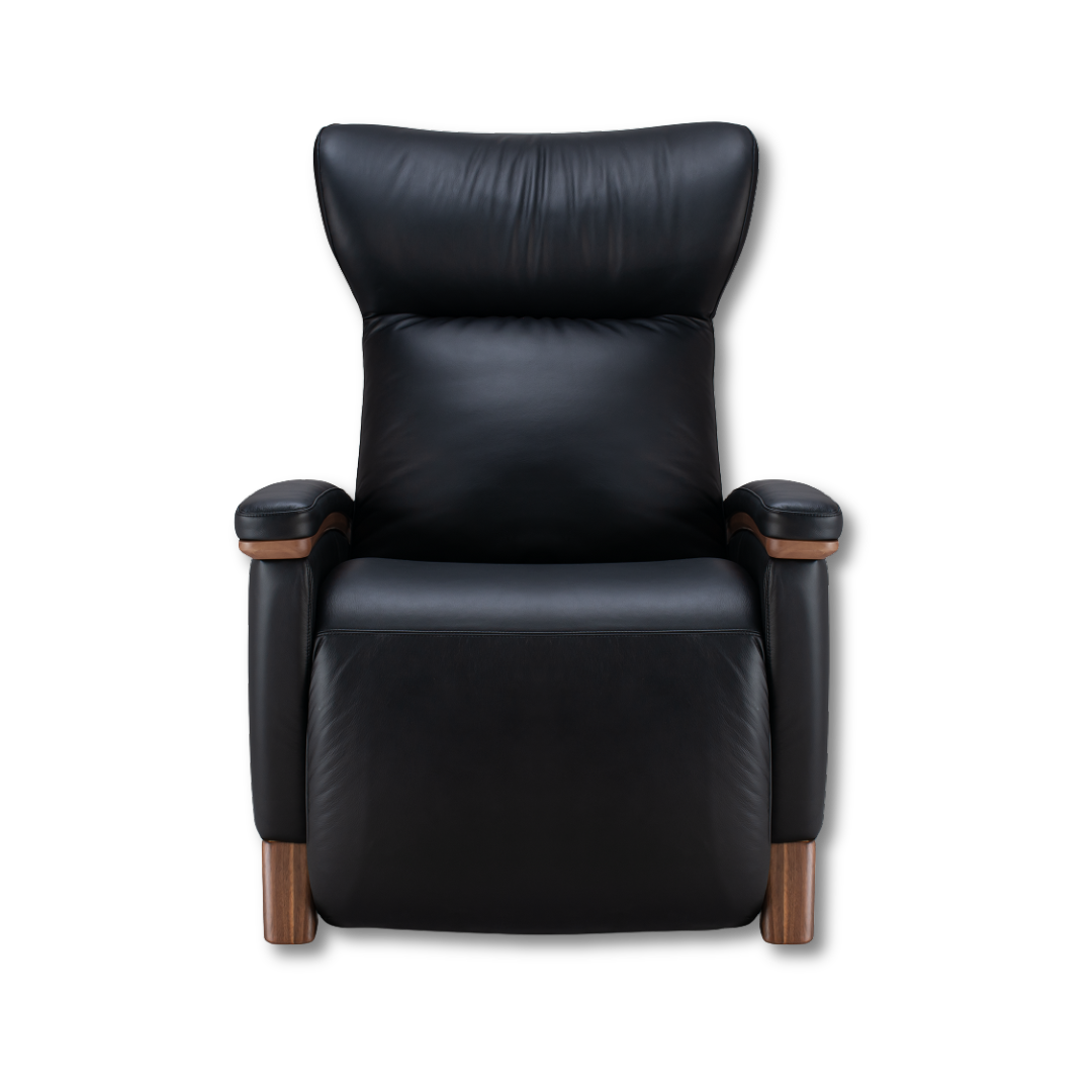 black upholstered Svago motion mastery zero gravity lounge chair front