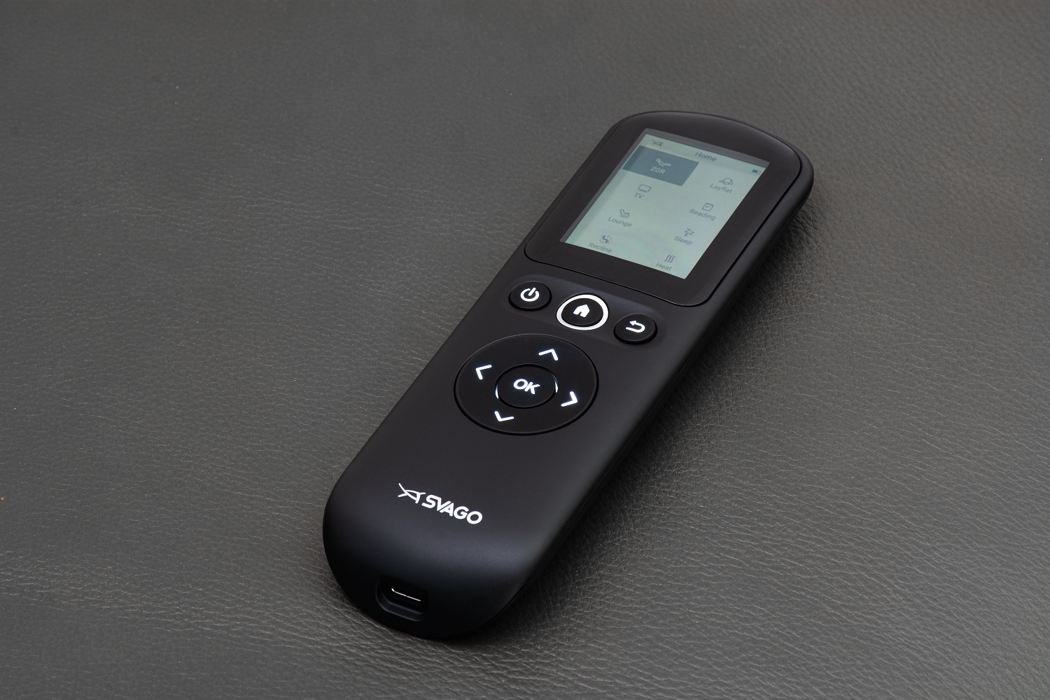 black remote control with a digital display and multiple buttons for motion mastery zero gravity recliner