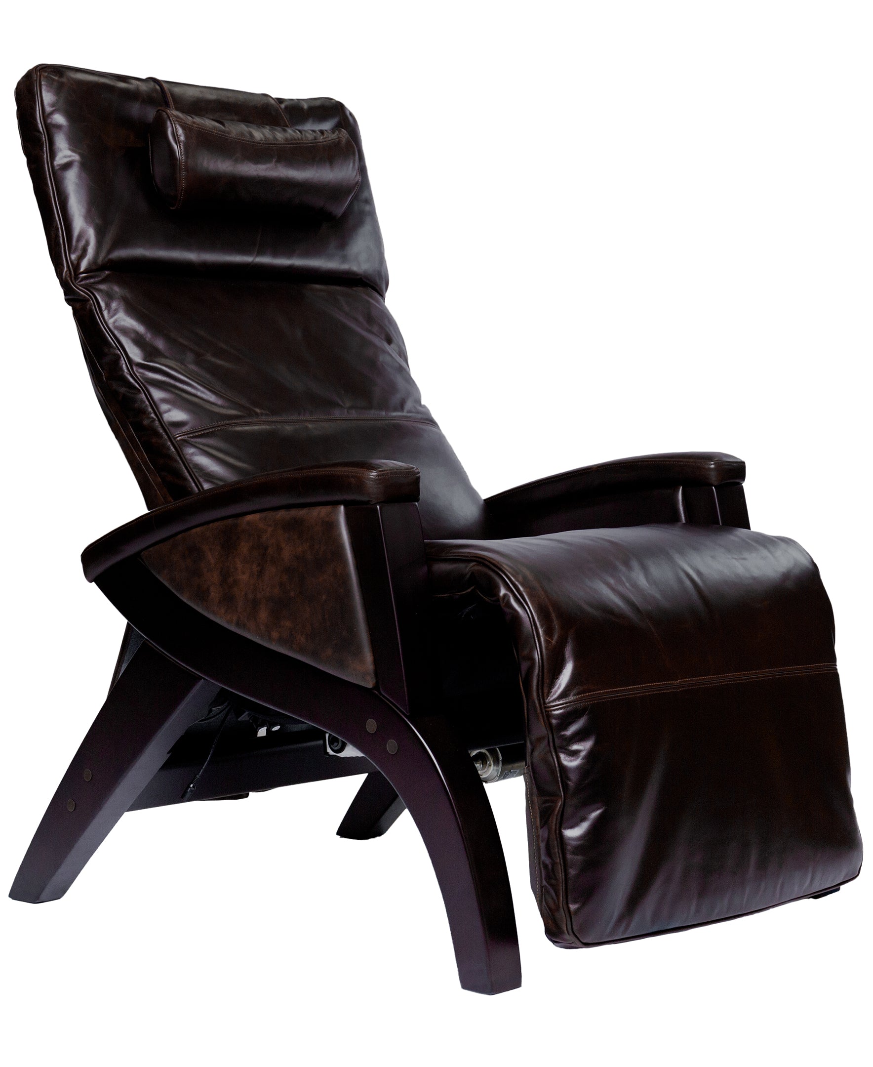 mahogany Svago zero gravity chair front angle