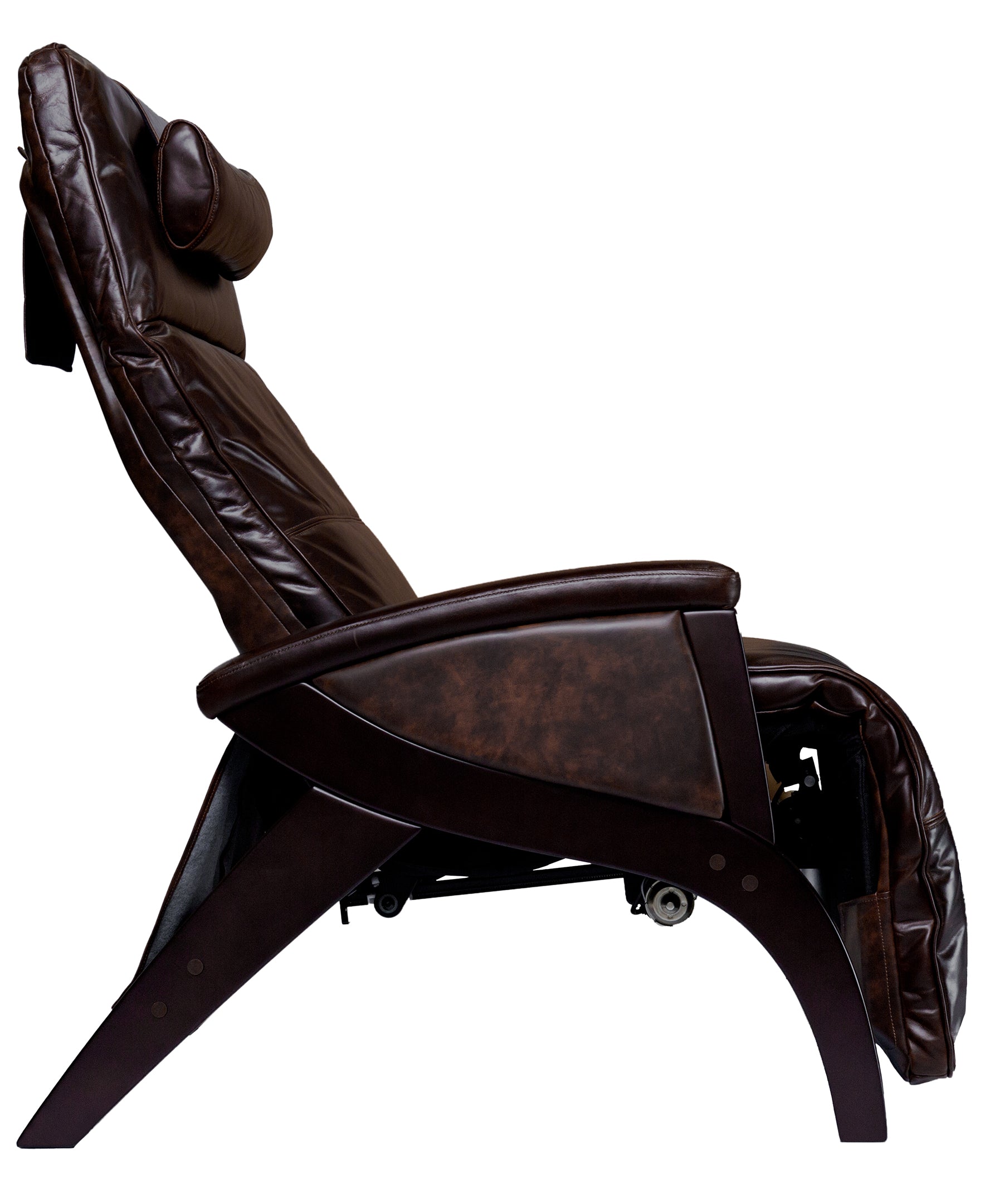 mahogany Svago zero gravity chair side view