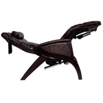 mahogany Svago zero gravity chair reclined in zero gravity position