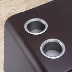 close up of Svago zero gravity side table cup holders