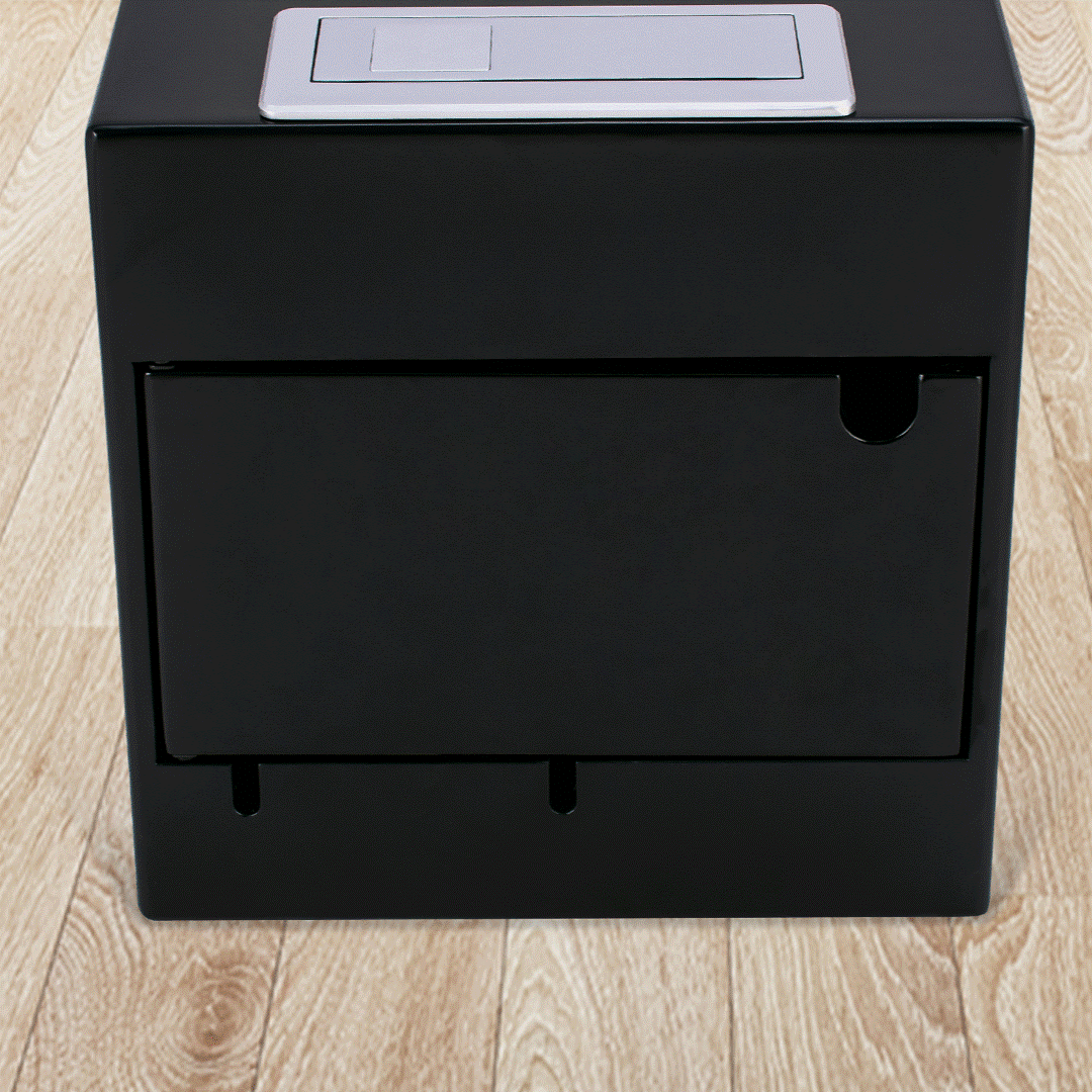 back view of black Svago zero gravity side table