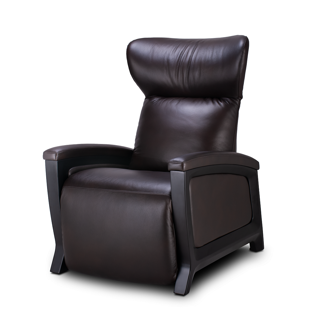 brown Svago motion mastery zero gravity lounge chair front angle
