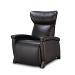 brown upholstered Svago motion mastery zero gravity lounge chair front angle