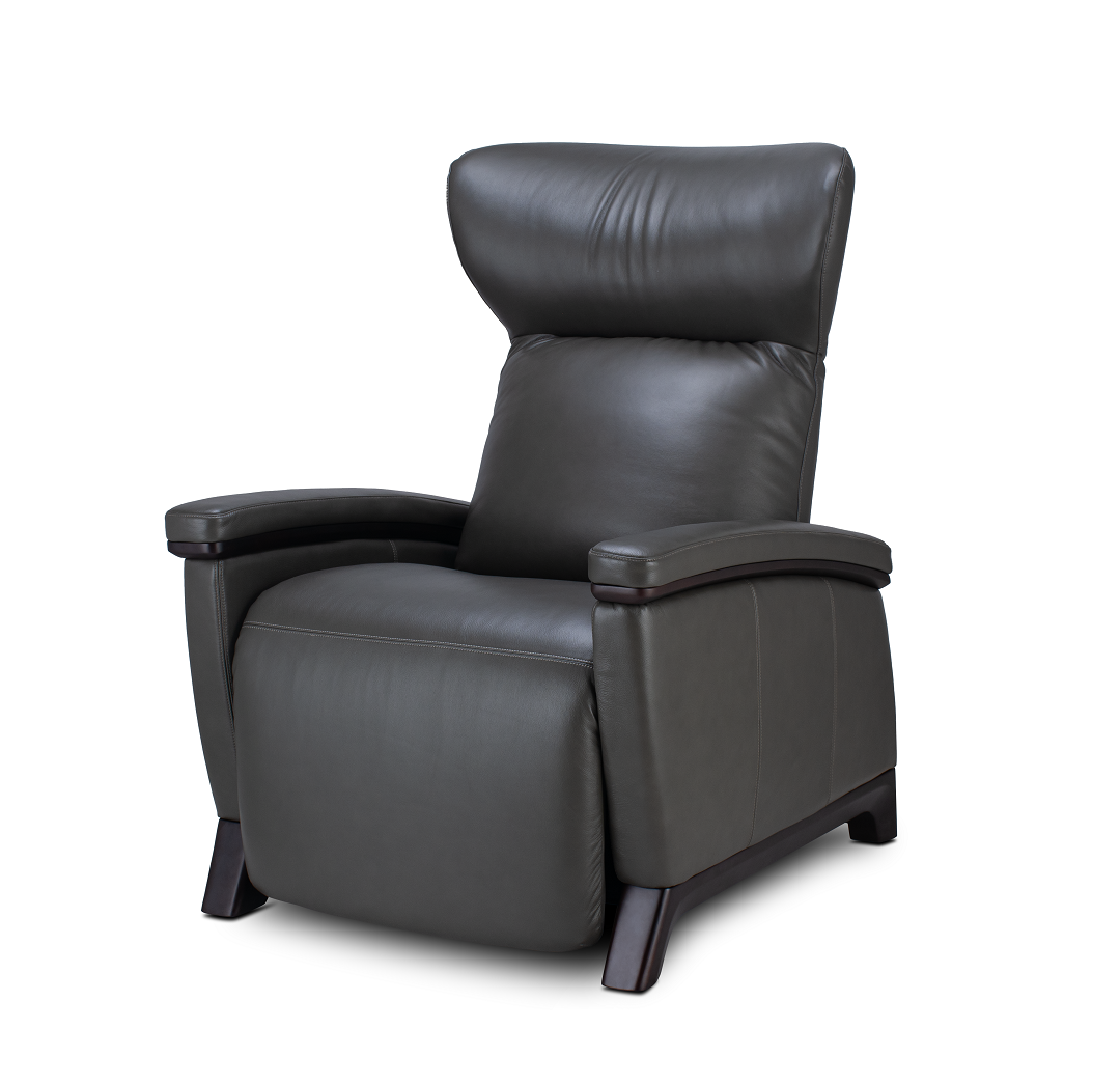 gray upholstered Svago motion mastery zero gravity lounge chair front angle