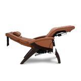 tan Svago zero gravity chair with wooden base reclined in zero gravity position